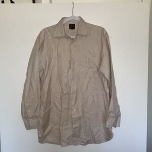 Jos. A. Bank Men's 15.5-33 100% Cotton Long Sleeve Dress Shirt Light Brown